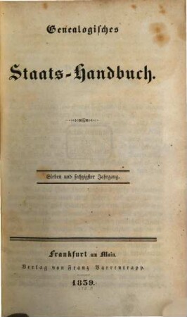 Genealogisches Staats-Handbuch. 67. 1839/40