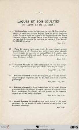 Laques et bois sculptés du japon et de la chine (Nr. 24-29)