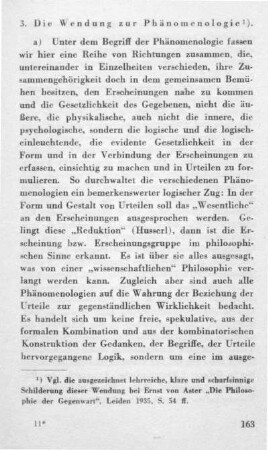 3. Die Wendung zur Phänomenologie
