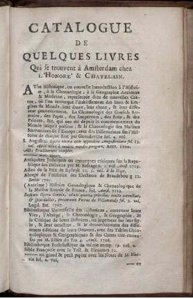 Catalogue de quelques livres.