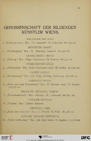 Genossenschaft der bildenden Künstlers Wiens (Nr. 1-68)