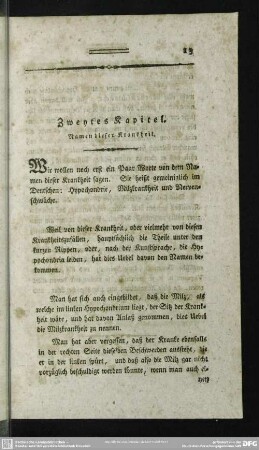 Zweytes Kapitel. Namen dieser Krankheit