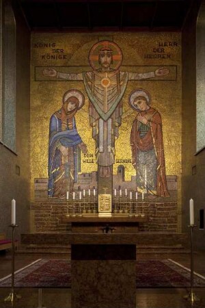 Christ-König-Mosaik mit Engeln — Christ-König mit Maria und Johannes