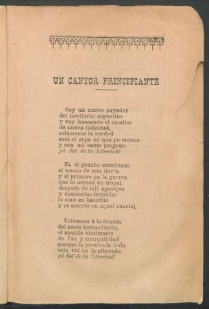 Un cantor principiante