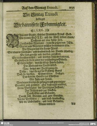 Der Sontag Exaudi beklaget Die bannisirte Frömmigkeit