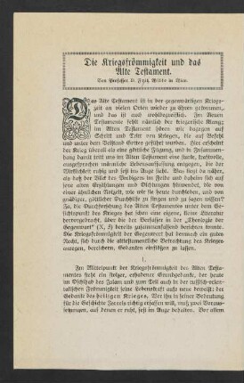 24, Die Kriegsfrömmigkeit und das Alte Testament
