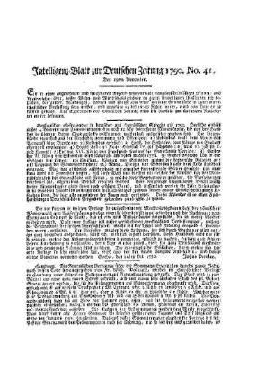Intelligenz-Blatt zur Deutschen Zeitung 1790. No. 41