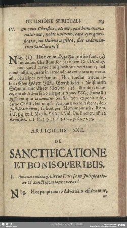 Articulus XXII. De Sanctificatione Et Bonis Operibus