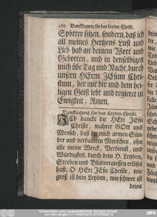 Dancksagung für das Leyden Christi.