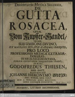 Dissertatio Medica Solennis, De Gutta Rosacea