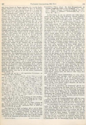 444-445 [Rezension] Die Vierte Bekenntnissynode der Deutschen Evangelischen Kirche zu Bad Oeynhausen