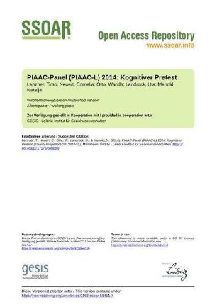 PIAAC-Panel (PIAAC-L) 2014: Kognitiver Pretest