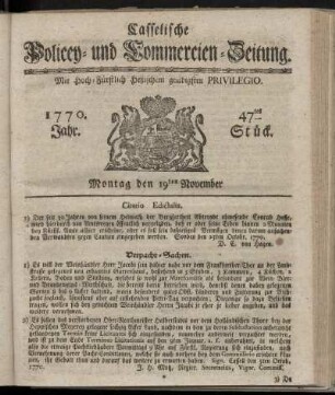 47tes Stueck, Montag den 19ten November. 1770