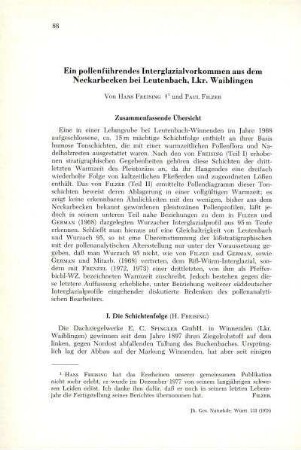 Ein pollenführendes Interglazialvorkommen aus dem Neckarbecken bei Leutenbach, Lkr. Waiblingen