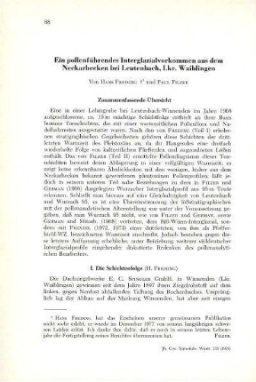 Ein pollenführendes Interglazialvorkommen aus dem Neckarbecken bei Leutenbach, Lkr. Waiblingen