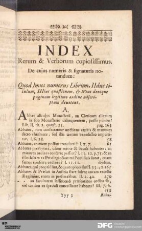 Index Rerum & Verborum