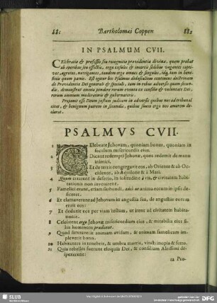 In Psalmum CVII.[i.e. CVI.] Psalmus CVII.[i.e. CVI.]