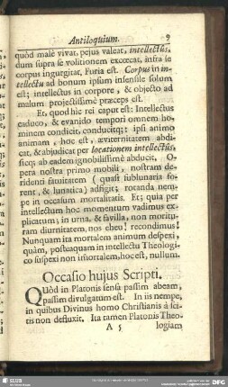 Occasio huius Scripti