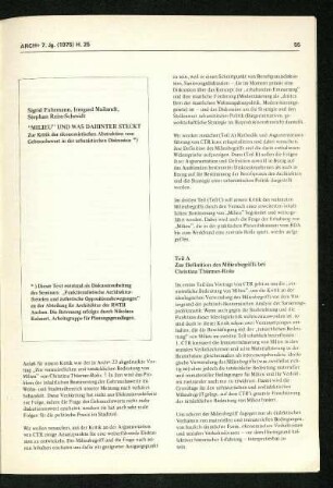 "Milieu" und was dahinter steckt