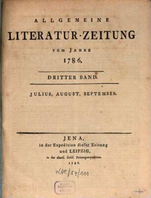 Allgemeine Literatur-Zeitung : ALZ ; auf das Jahr .... 1786, 3