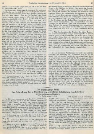 19-28 Der gegenwärtige Stand der Erforschung der in Palästina neu gefundenen hebräischen Handschriften
