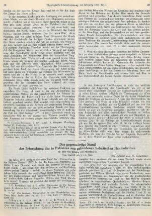 19-28 Der gegenwärtige Stand der Erforschung der in Palästina neu gefundenen hebräischen Handschriften