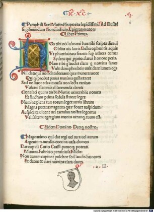 Epigrammata : mit Widmungsbrief des Autors an Sigismondo Gonzaga