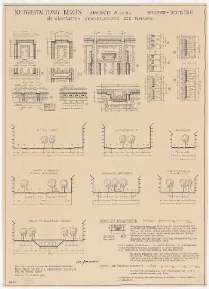 Neugestaltung Berlin, Selchow, Rotberg: 7 Straßenprofile 1:250, 13 Bauelemente 1:1000, Erläuterungen