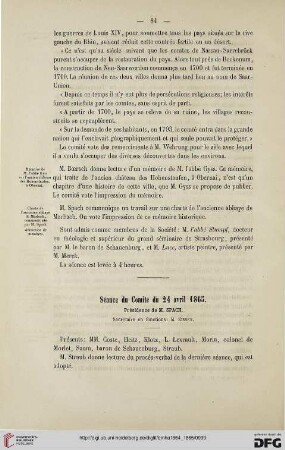 Séance du Comité du 24 avril 1865
