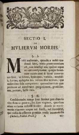 Sectio I. De Mulierum Morbis.