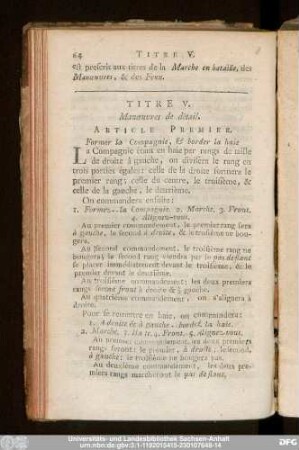 Titre V. Manoeuvres de détail.