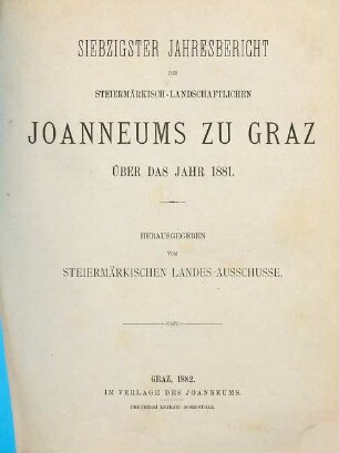 Jahresbericht des Steiermärkisch-Landschaftlichen Joanneums zu Graz : über das Jahr .... 70, 70. 1881