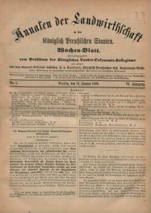 No. 5. Berlin, den 31. Januar 1866. VI. Jahrgang.