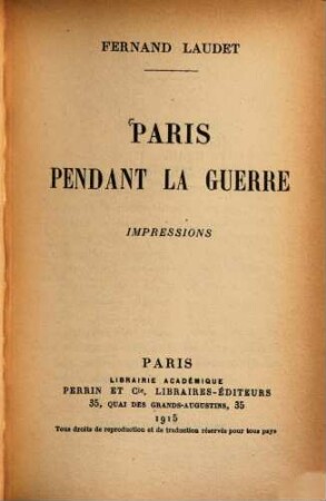 Paris pendant la Guerre