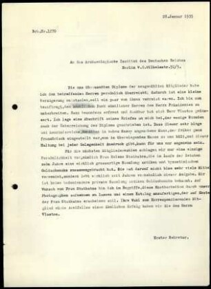 G. Karo an DAI Zentrale