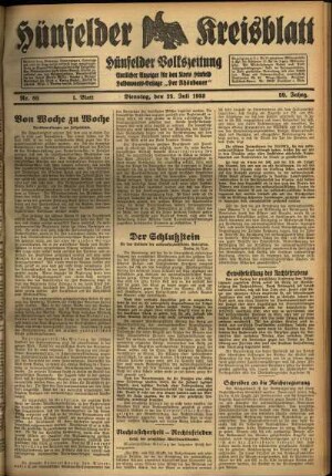 Erste Ausgabe vom Dienstag, den 25. Juli 1933.