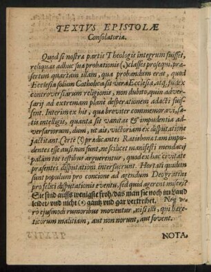 Textus Epistolae Consolatoriae.