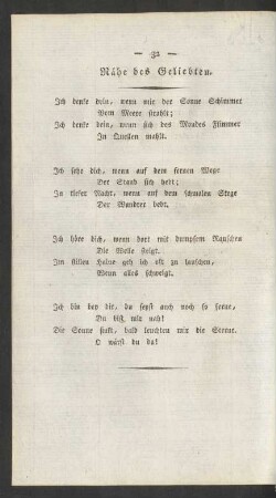 Nähe des Geliebten.