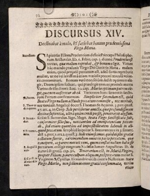 98-105, Discursus XIV
