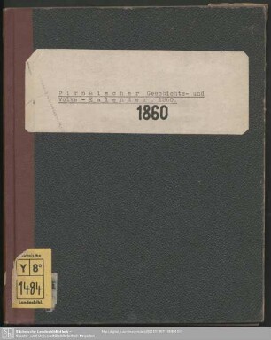 1860: Königl.-Sächss. concess. Pirna'scher Geschichts- und Volks-Kalender