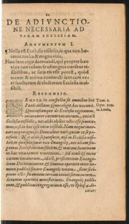 De Adiunctione Necessaria Ad Veram Ecclesiam.