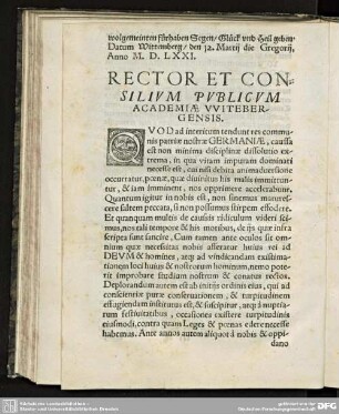 RECTOR ET CONSILIUM PUBLICUM ACADEMIAE WITEBERGENIS.