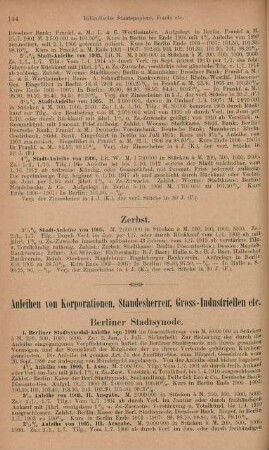 Anleihen von Korporationen, Landesherren, Gross-Industriellen etc.