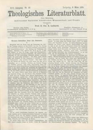 113-116 Neuere Schriften über die Psalmen