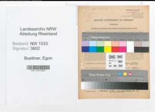 Entnazifizierung Egon Buettner , geb. 01.06.1921 (Arbeiter)