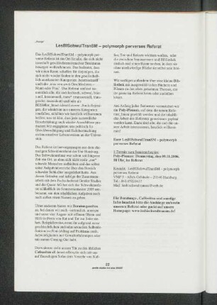 "Anzeige" LesBISchwulTransSM - polymorph perverses Referat