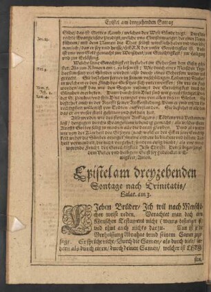 Epistel am dreyzehenden Sontage nach Trinitatis/ Galat. am 3.