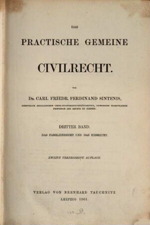Das practische gemeine Civilrecht, 3. Das Familienrecht und das Erbrecht