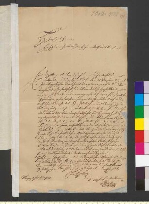Brief von Büchler, Johann Lambert an Goethe, Johann Wolfgang von
