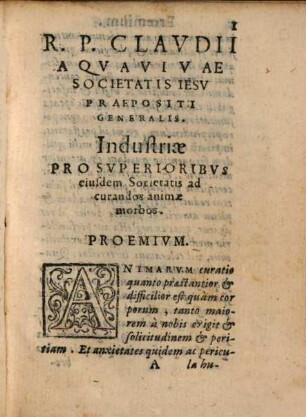 Industriae pro Superioribus Societatis Jesu ad curandos animae morbos